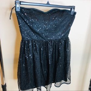 Jones + Jones Black Rhinestone Strapless Dress 12